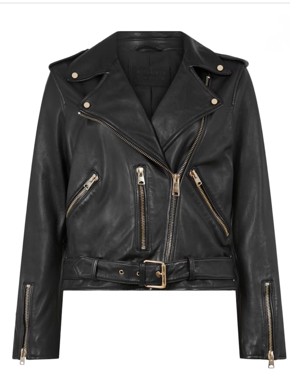 All Saints Balfern Black Leather Moto Jacket - Women